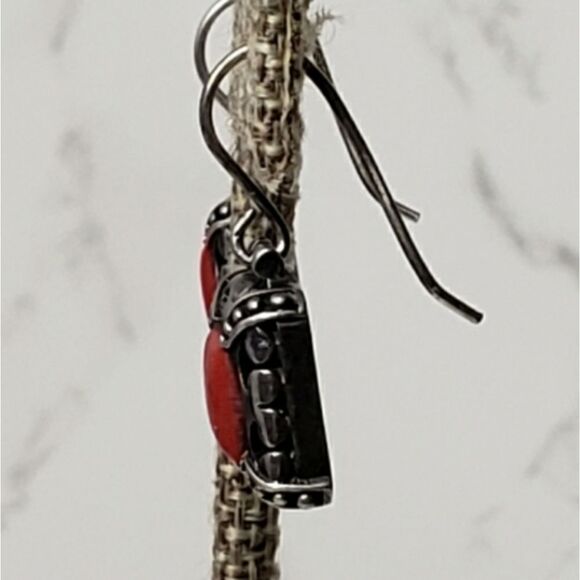 925 SILVER Square Filigree French Hook Earrings - Picture 3 of 7